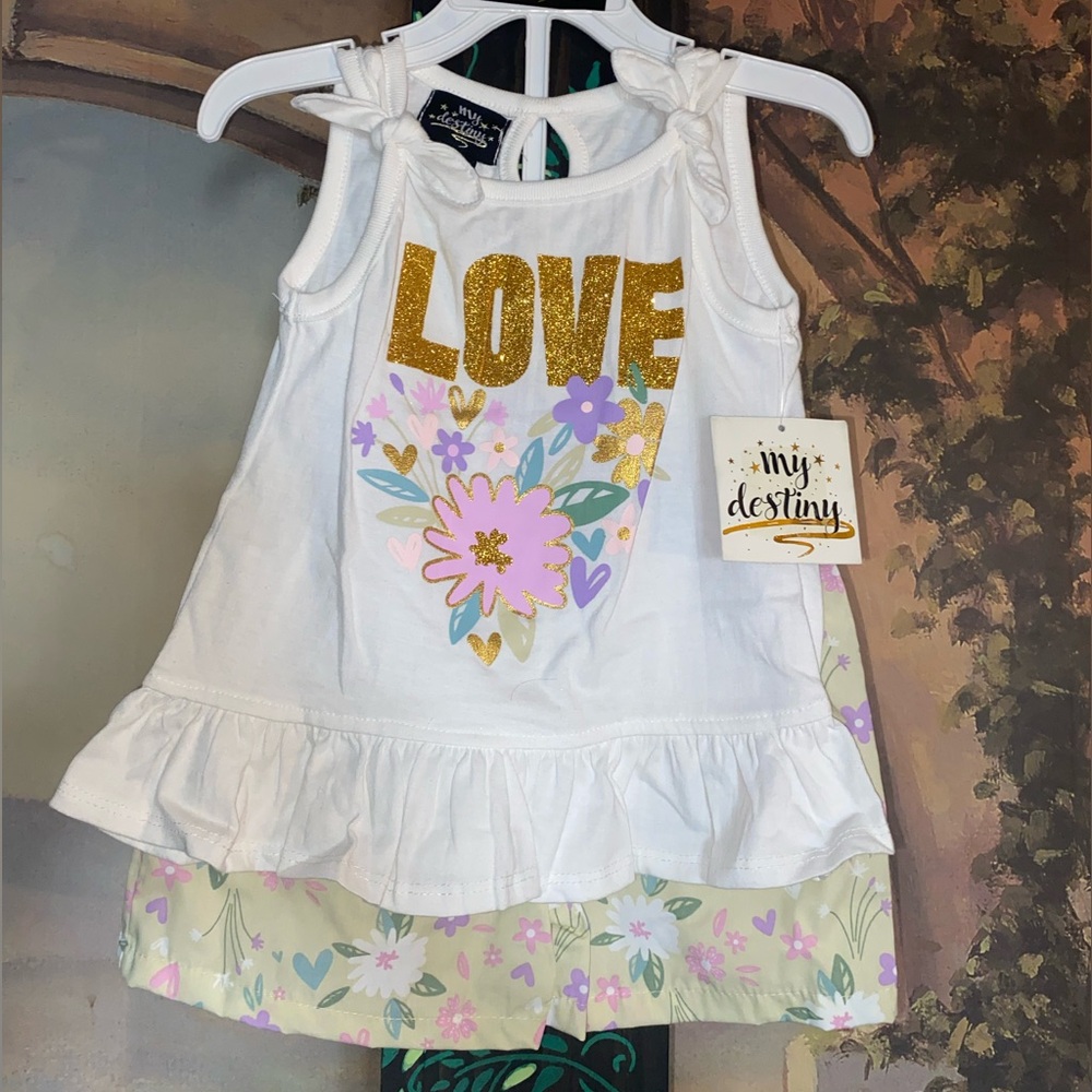 LOVE girls two piece tank and shorts outfit